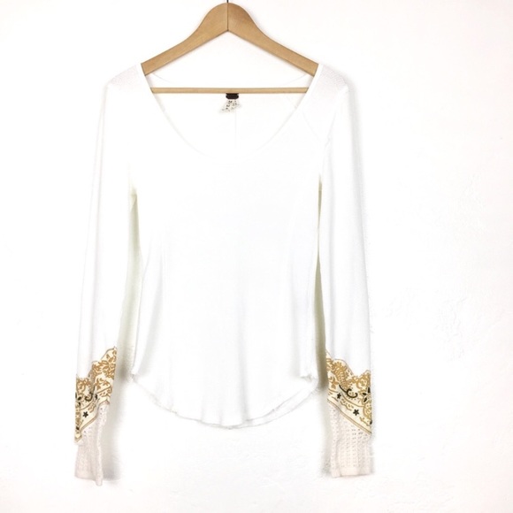 Free People Tops - Free People We The Free White Thermal Patchwork